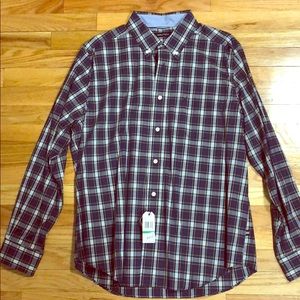 Yellow and blue plaid button up long sleeve shirt